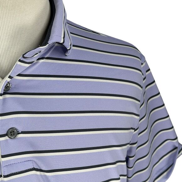 Greyson Polo Shirt Men’s Large Purple Black Striped Short Sleeve Golf Stretch - Picture 3 of 10